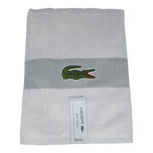 Lacoste Bath Towel 30" X 52" Gray / White 100% Cotton Highly Absorbent Low Lint